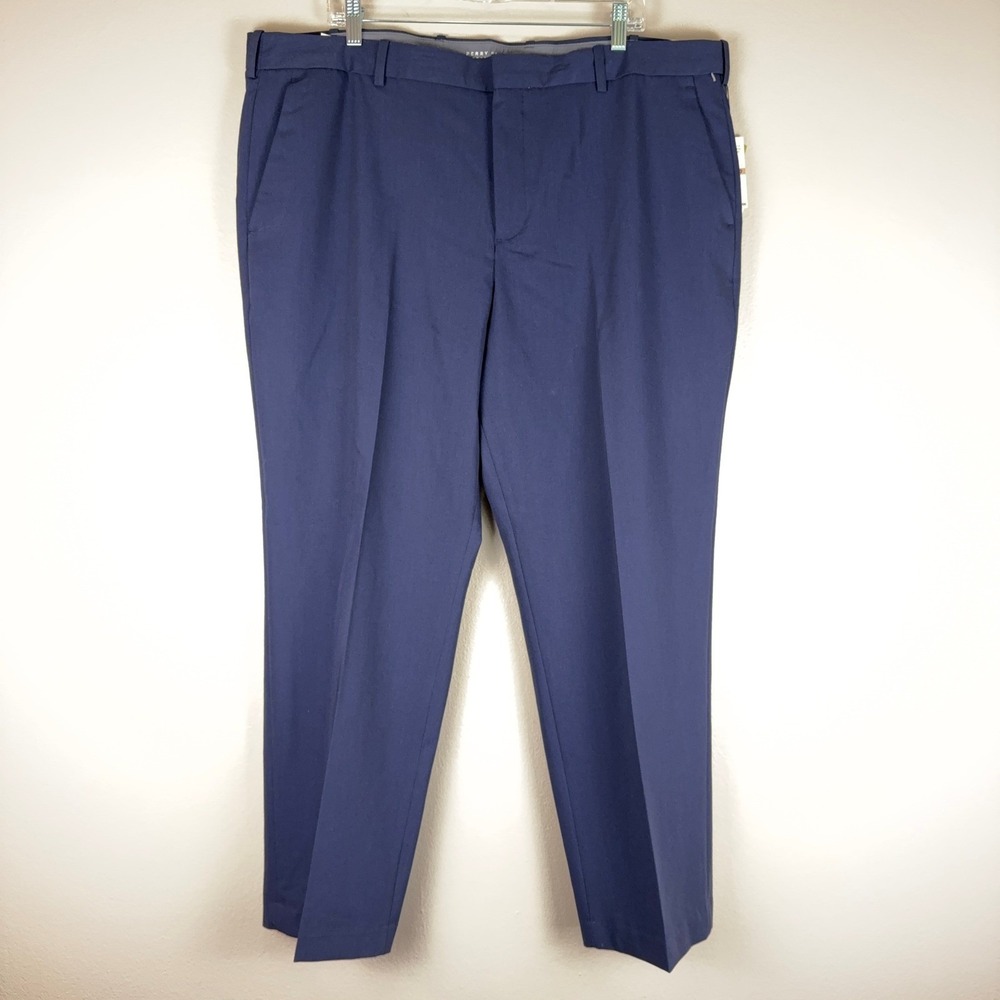 Perry Ellis Portfolio Resolution Navy Modern Fit Stretch Dress Pants 42x30 NWT